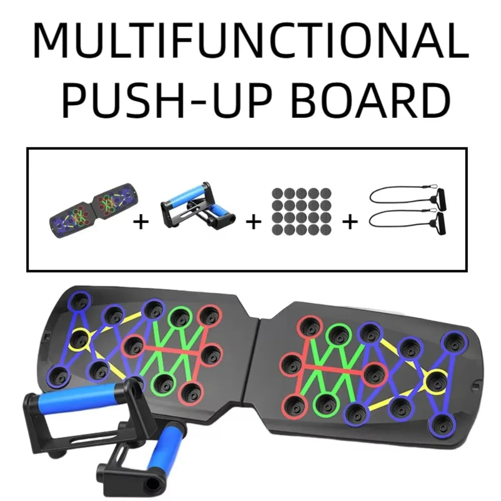 22/28-in-1 Push-up Board Multifunctional Foldable Home Exercise Equipment Colorful with Tension Rope Push Up Bar Gym