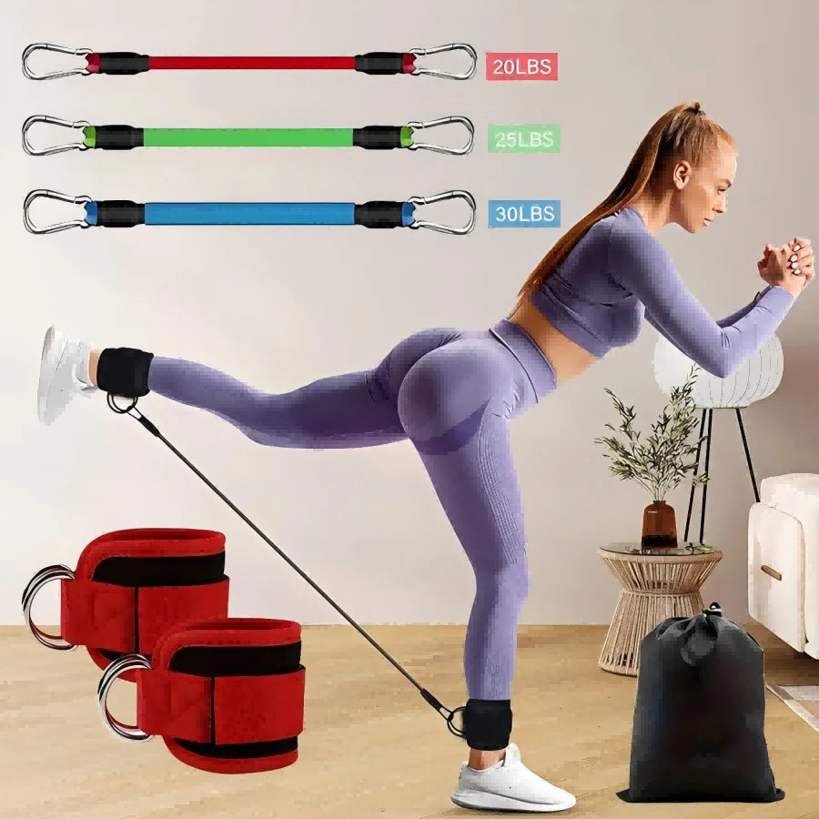5pcs Ankle Resistance Bands Set With Adjustable Straps For Strength Training, Leg And Butt Exercises, Glute Training, Keeping In Perfect Shape, Yoga Pull Bands - Mesh Carrying Bag Included