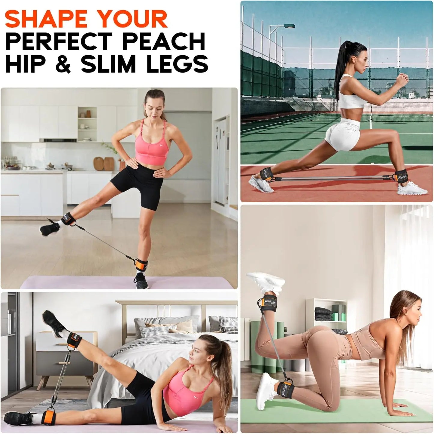 5pcs Ankle Resistance Bands Set With Adjustable Straps For Strength Training, Leg And Butt Exercises, Glute Training, Keeping In Perfect Shape, Yoga Pull Bands - Mesh Carrying Bag Included