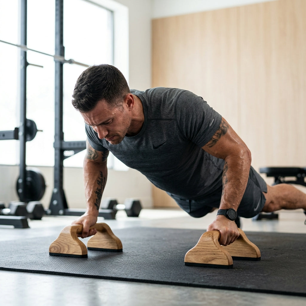Wooden Push Up Bars (Pair) | Non-Slip Parallettes for Strength Training & Calisthenics