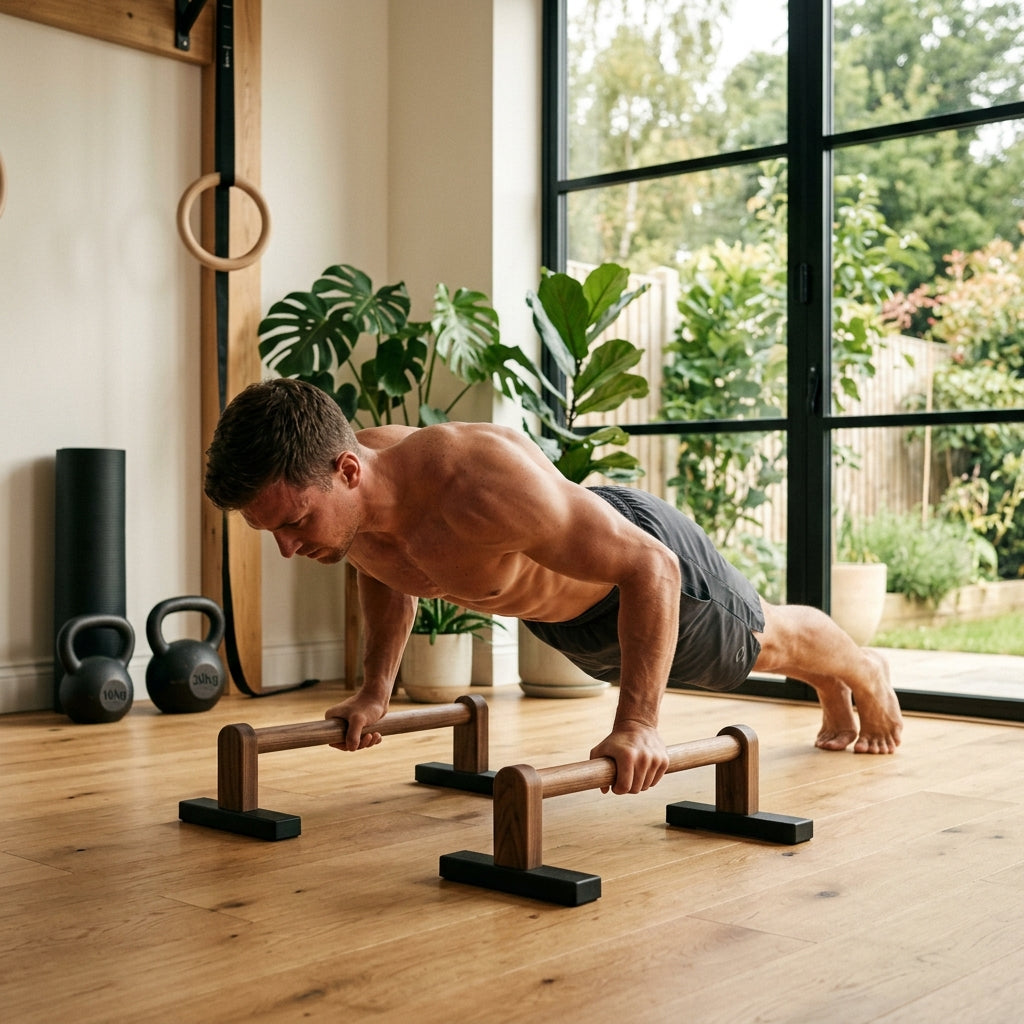 Premium Wooden Push Up Bars | Anti-Slip Parallettes for Calisthenics & Home Gym Training
