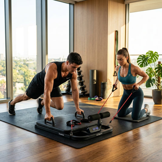 4-in-1 Multifunctional Ab Exercise Board with Timer & Resistance Bands | Foldable Home Gym Trainer