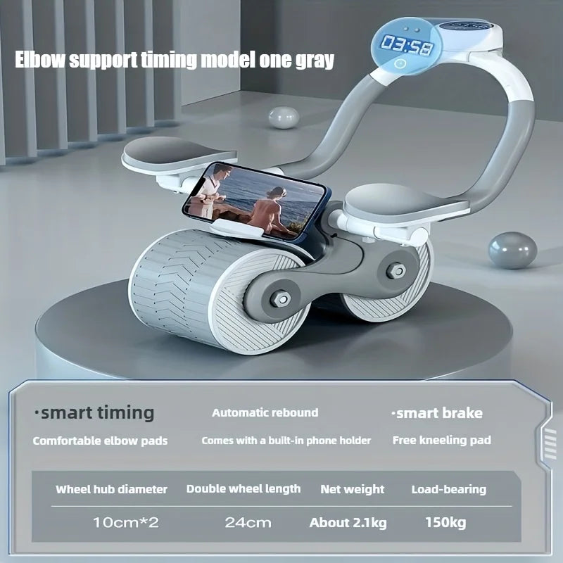 Ab Roller With Pads Self-Rebounding 2-Wheel Ab Trainer Elbow Pads Home Fitness Equipment For Building Strong Abs And Six-Pack