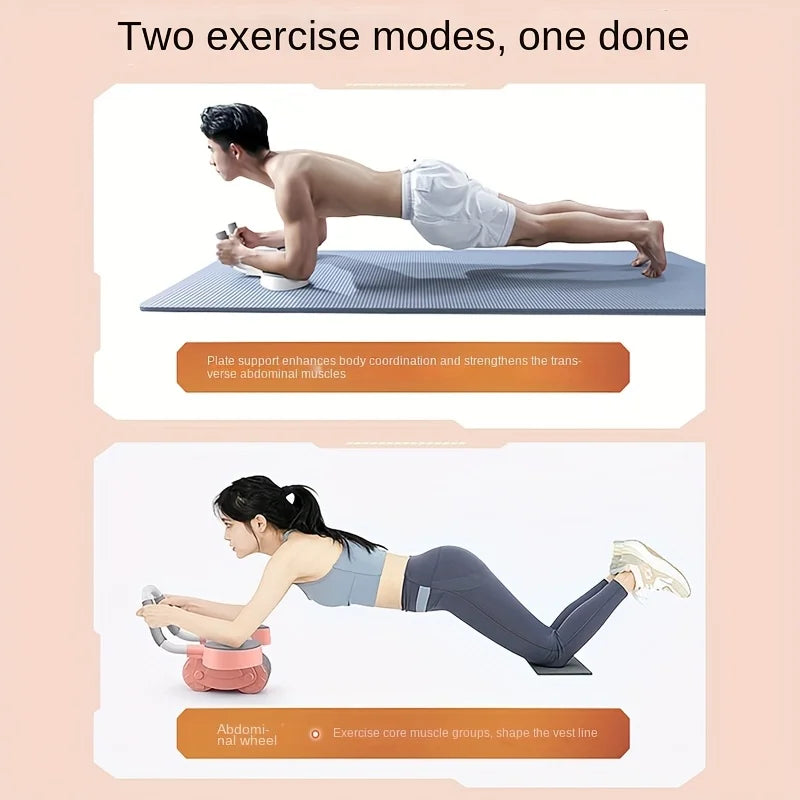 Ab Roller With Pads Self-Rebounding 2-Wheel Ab Trainer Elbow Pads Home Fitness Equipment For Building Strong Abs And Six-Pack