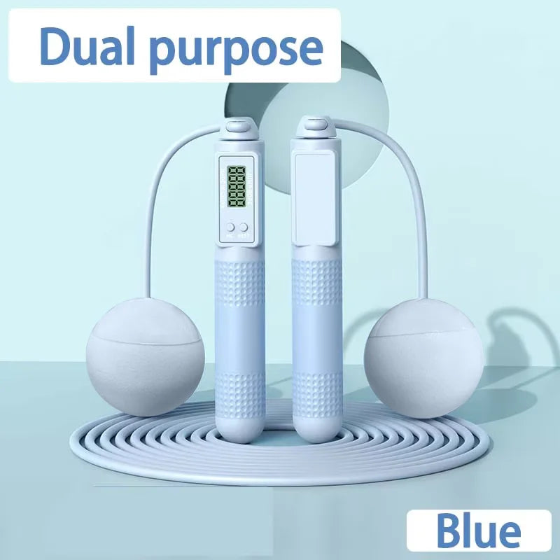Dual-Purpose Smart Jump Rope with Digital Counter – Cordless & Steel Wire Skipping Rope