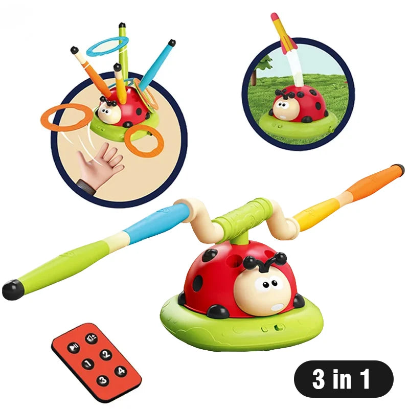 3 In 1 Ladybug Sensory Training Skipping Rope Toss Machine Stomping Launcher Gym Jumping Sports Indoor Outdoor Toy Kids Gift