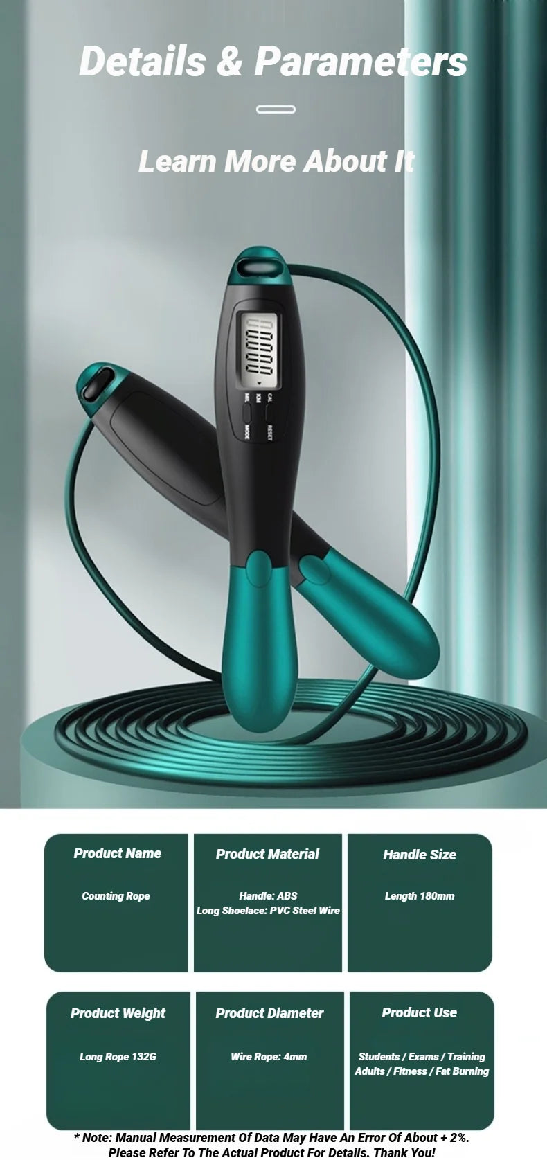 Counting Jump Rope with Digital Counter Adjustable Steel Skipping Rope for Cardio & Fitness