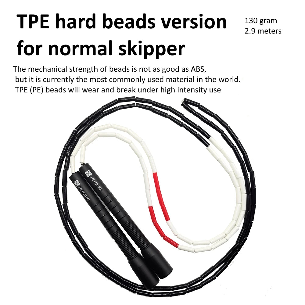 NEVERTOOLATE XROPE  ABS TPE 7mm hard beads jump skipping rope beaded skip rope Professional competition 2.9 meter long handle