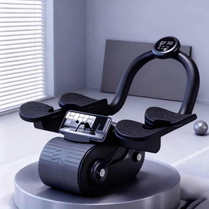 Ab Roller With Pads Self-Rebounding 2-Wheel Ab Trainer Elbow Pads Home Fitness Equipment For Building Strong Abs And Six-Pack
