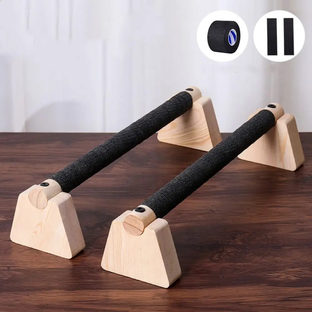 Wooden Push Up Bars (Pair) | Non-Slip Parallettes for Strength Training & Calisthenics
