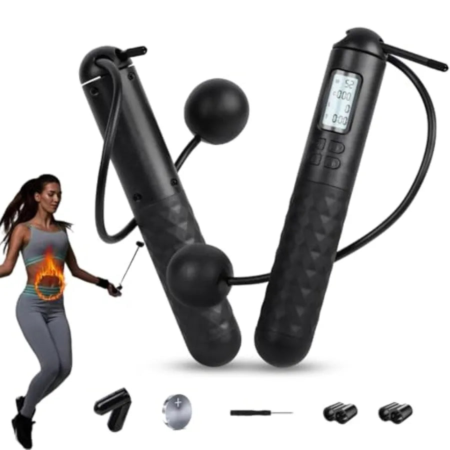 Skipping Rope with Counter, Cordless Jump Rope, Adjustable Digital Counting Jump Ropes, Gravity Ball Skipping, Weighted Jump Ro