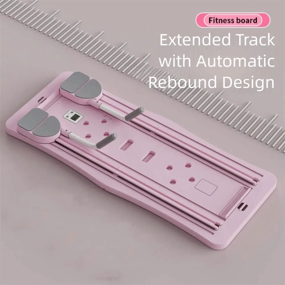 Leg & Arm Toner Fitness Abdominal Exercise Board with Tension Rope Adjustable Push-up Automatic Rebound Board Foldable Portable