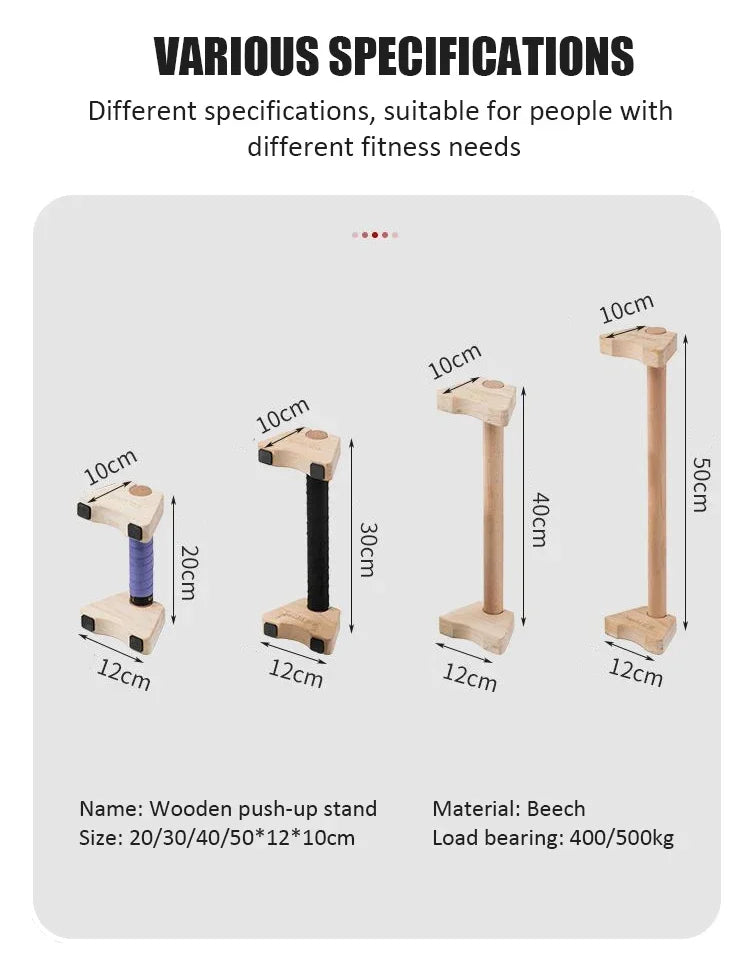 1 Pair Wooden Push-up Bar Stands Gym Push Ups Rack Board Fitness Exercise Body Building Training Handstand Parallel Rod