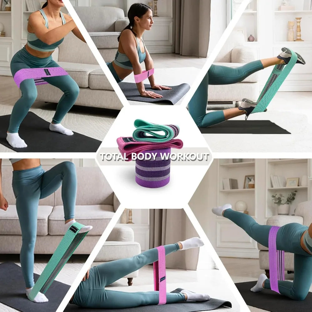 Progression Fitness Fabric Resistance Bands Set | 3-Level Exercise Bands for Glute, Leg & Full Body Workouts