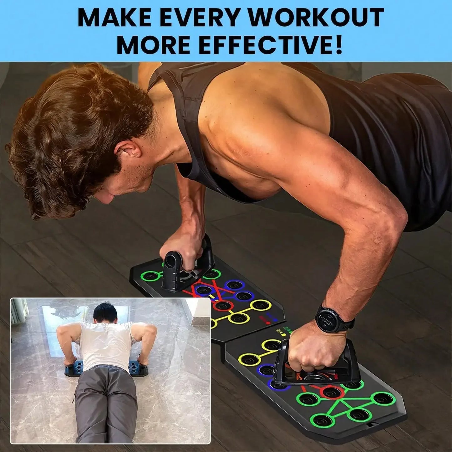 Solid Push Up Board Home Workout Equipment Multi-Functional Pushup Stands System Fitness Floor Chest Muscle Exercise Professional Equipment Burn Fat Strength Training Arm Men & Women Weights