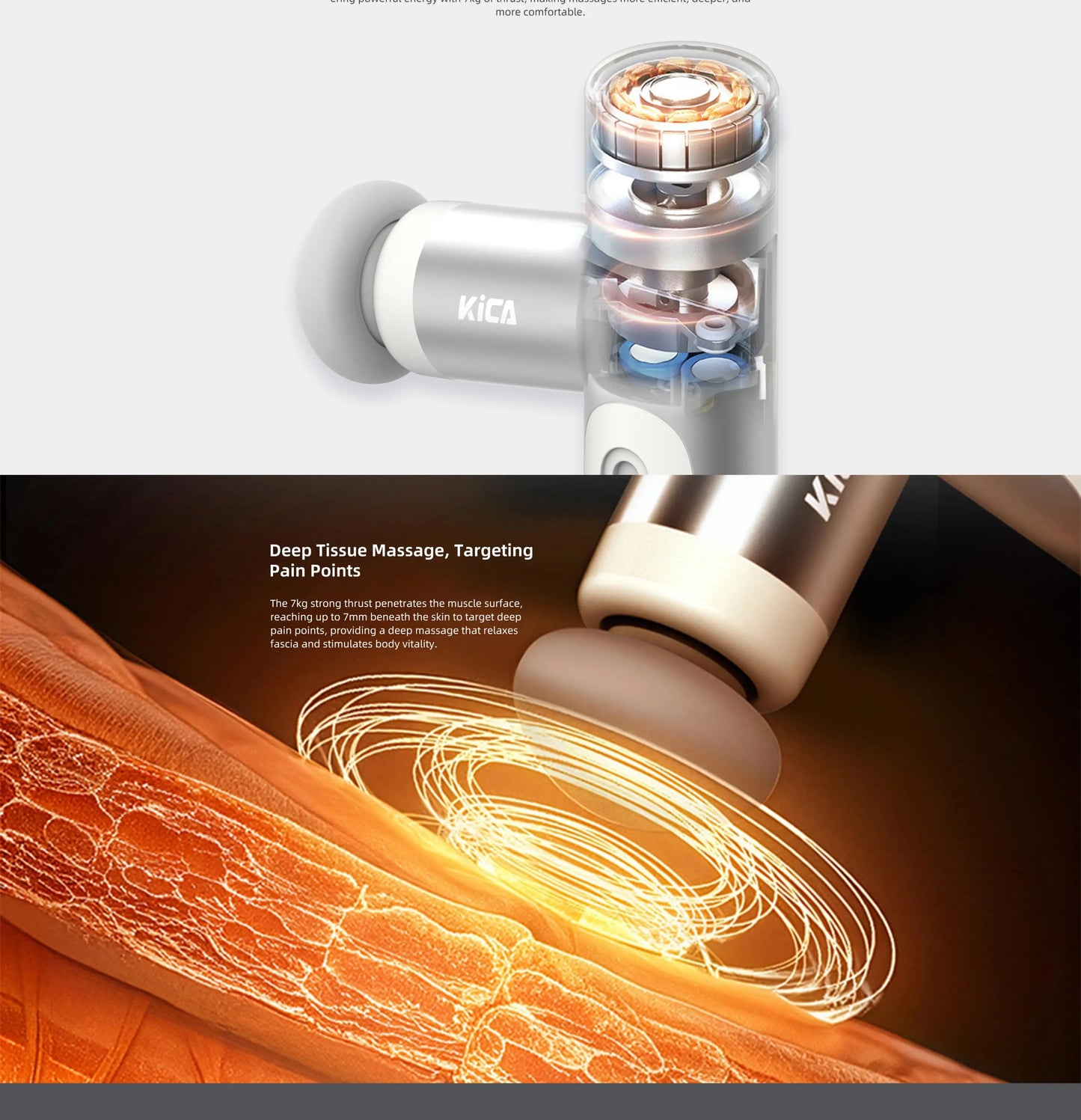Kica Mini 3 Massage Gun Ultra Light 255g 3000RPM Adjustable Speed 7kg Impact Force 4 Heads Portable Muscle Relaxer