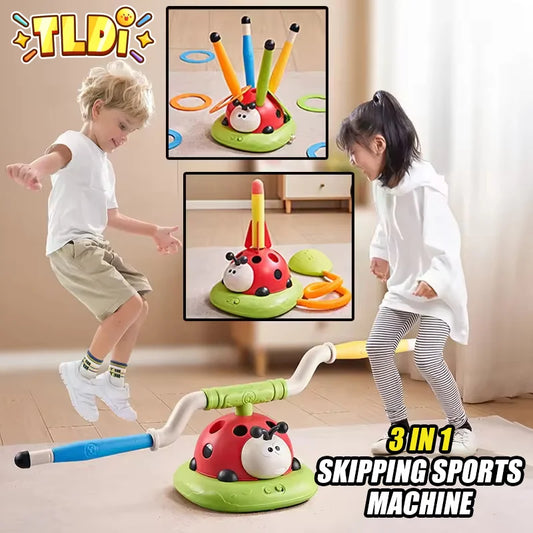 3 In 1 Ladybug Sensory Training Skipping Rope Toss Machine Stomping Launcher Gym Jumping Sports Indoor Outdoor Toy Kids Gift