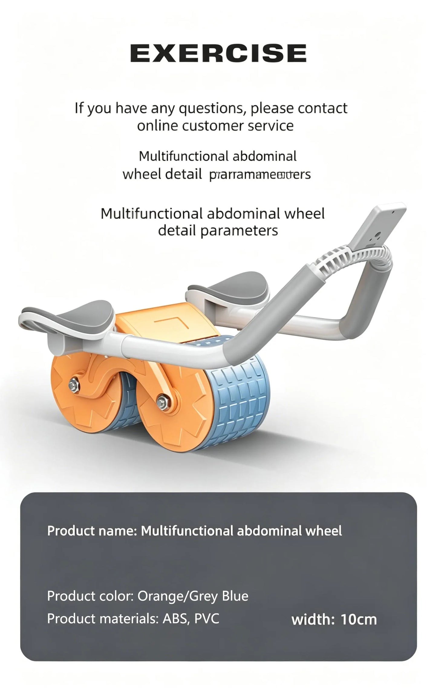Elbow Support Abdominal Roller Automatic Rebound Ab Wheel with Phone Stand Counter for Core Training Home Fitness