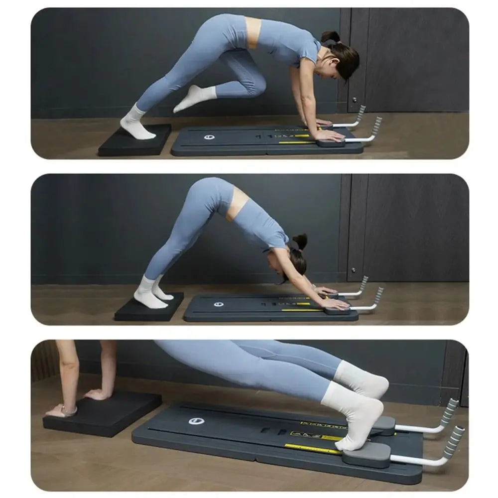 Leg & Arm Toner Fitness Abdominal Exercise Board Foldable Adjustable Push-up Automatic Rebound Board with Tension Rope