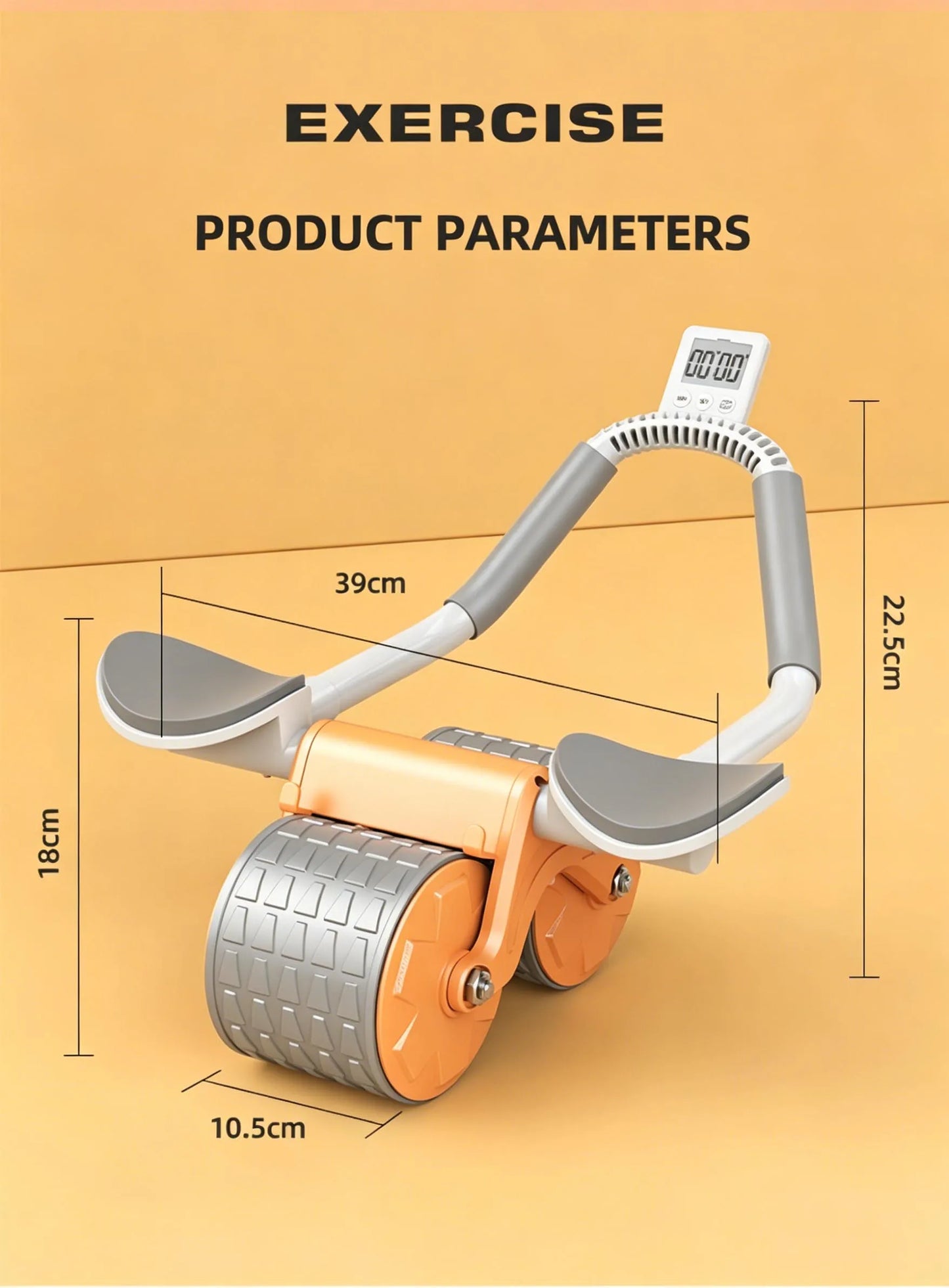 Elbow Support Abdominal Roller Automatic Rebound Ab Wheel with Phone Stand Counter for Core Training Home Fitness