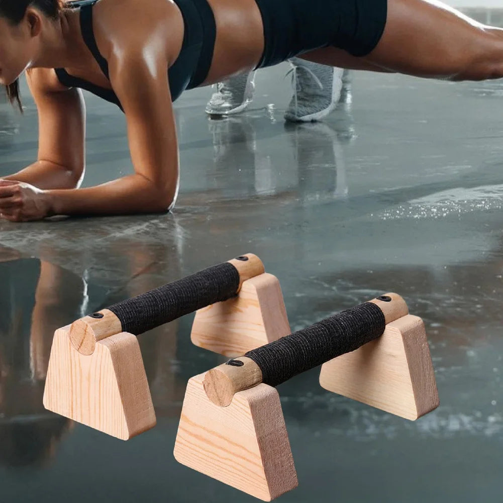 Premium Rubberwood Push-Up Stands (Pair) – Wooden Parallettes for Push-Ups, Russian Dips, Calisthenics & Home Gym Training