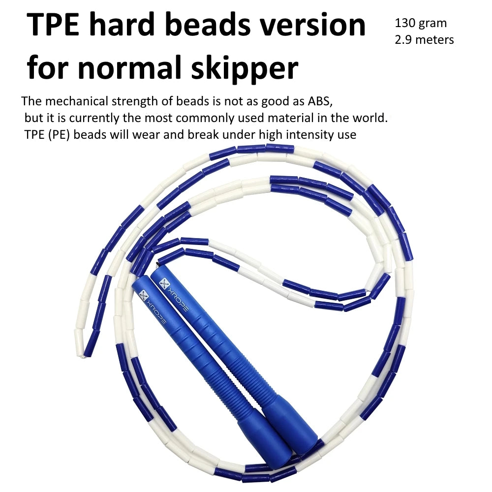 NEVERTOOLATE XROPE  ABS TPE 7mm hard beads jump skipping rope beaded skip rope Professional competition 2.9 meter long handle