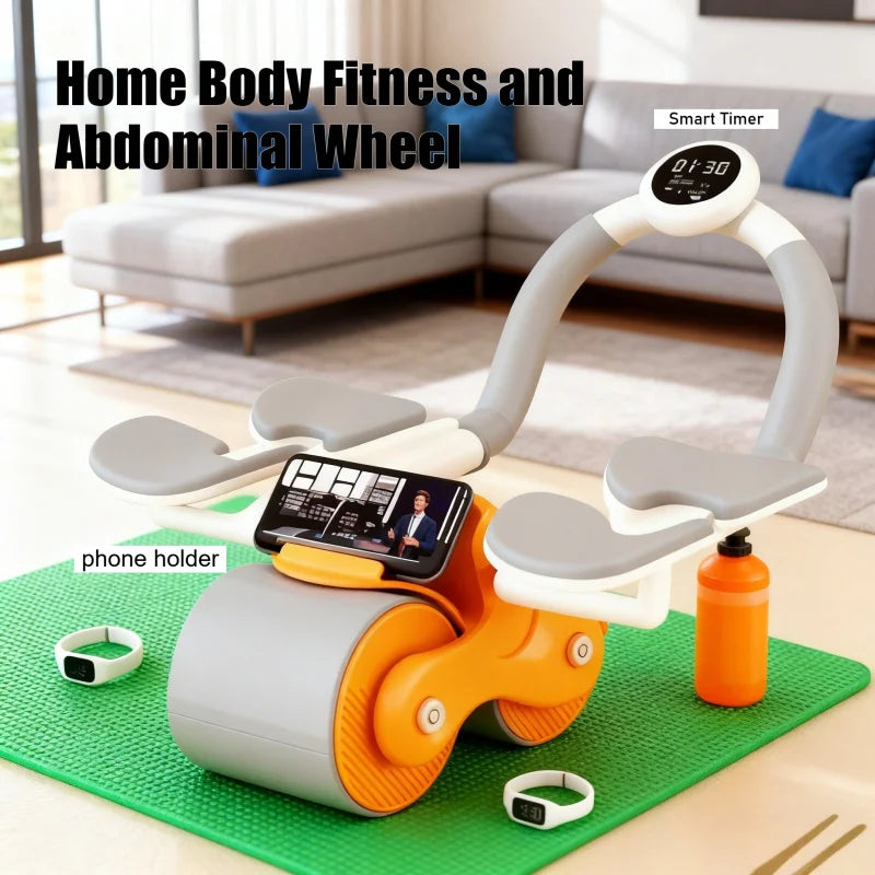 Ab Roller With Pads Self-Rebounding 2-Wheel Ab Trainer Elbow Pads Home Fitness Equipment For Building Strong Abs And Six-Pack