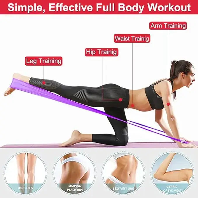 Yoga Stretch Resistance Bands, Fitness Elastic Bands [Set of Four] 1.5m , Four-Level Resistance Elastic Bands, Suitable for Strength Training, Yoga, Pilates