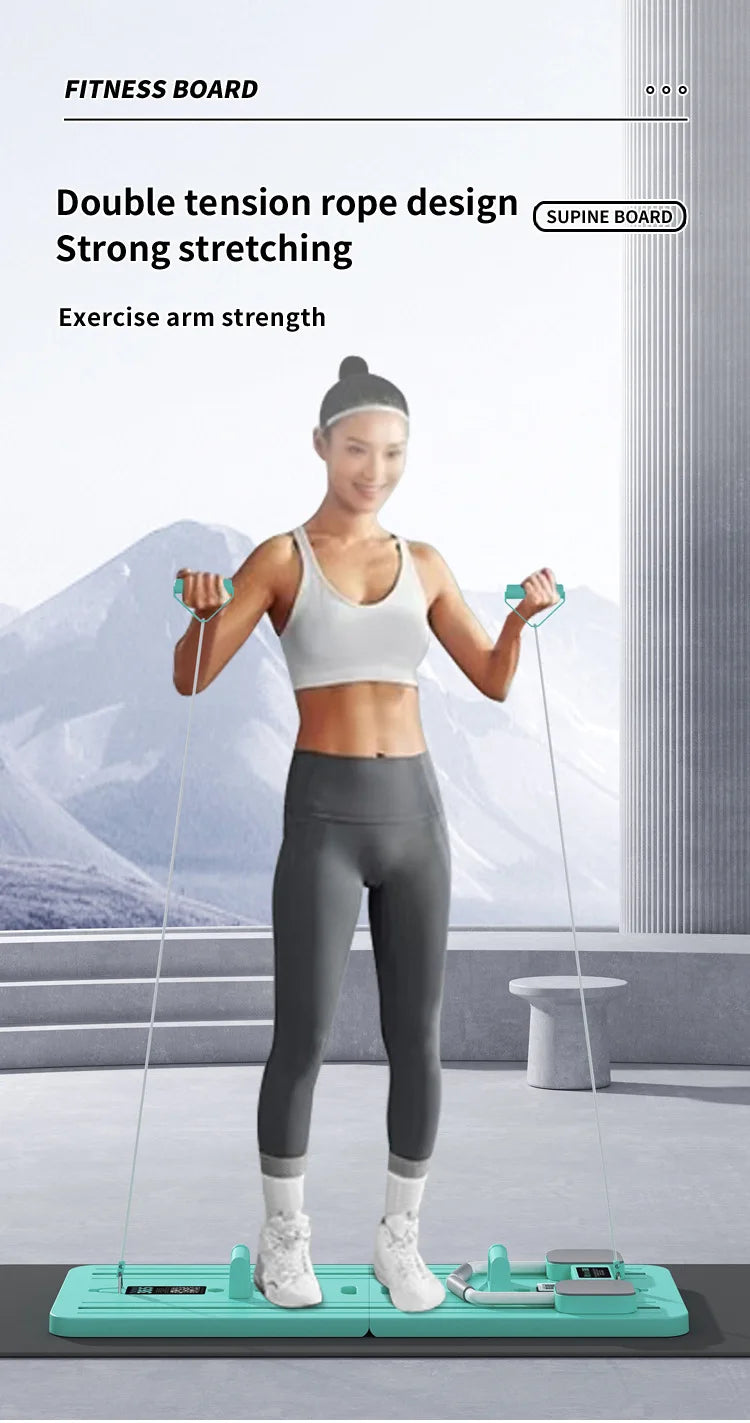 Multifunctional Abdominal Board Home Fitness Equipment Timer Push-up Handles Resistance Band Multifunctional Exercise Equipment