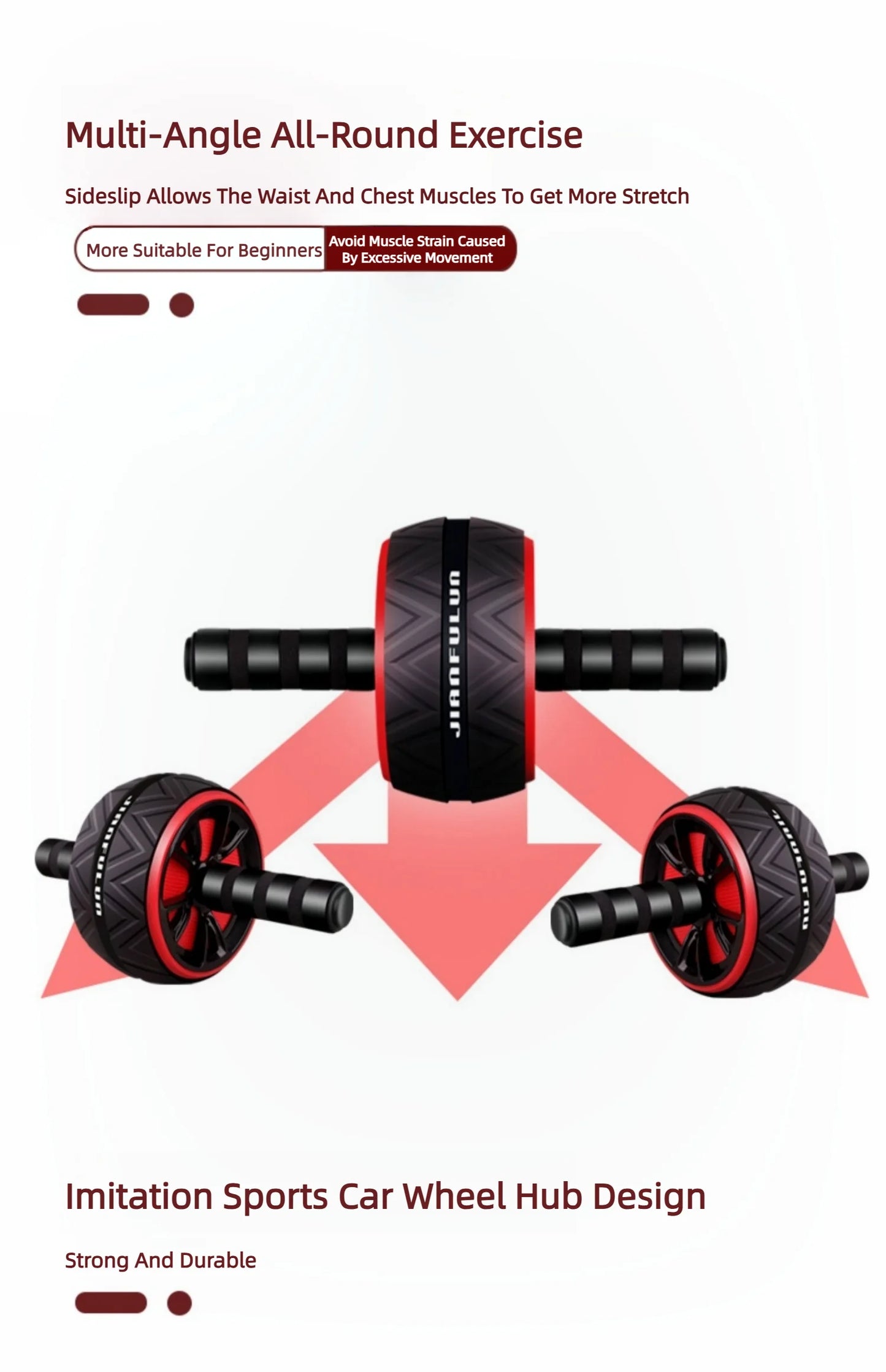 Big Roller For ABS Workout Wheel Exercise Equipment Core Abdominal Home Gym Muscle Device Fitness Men And Women Weight Loss