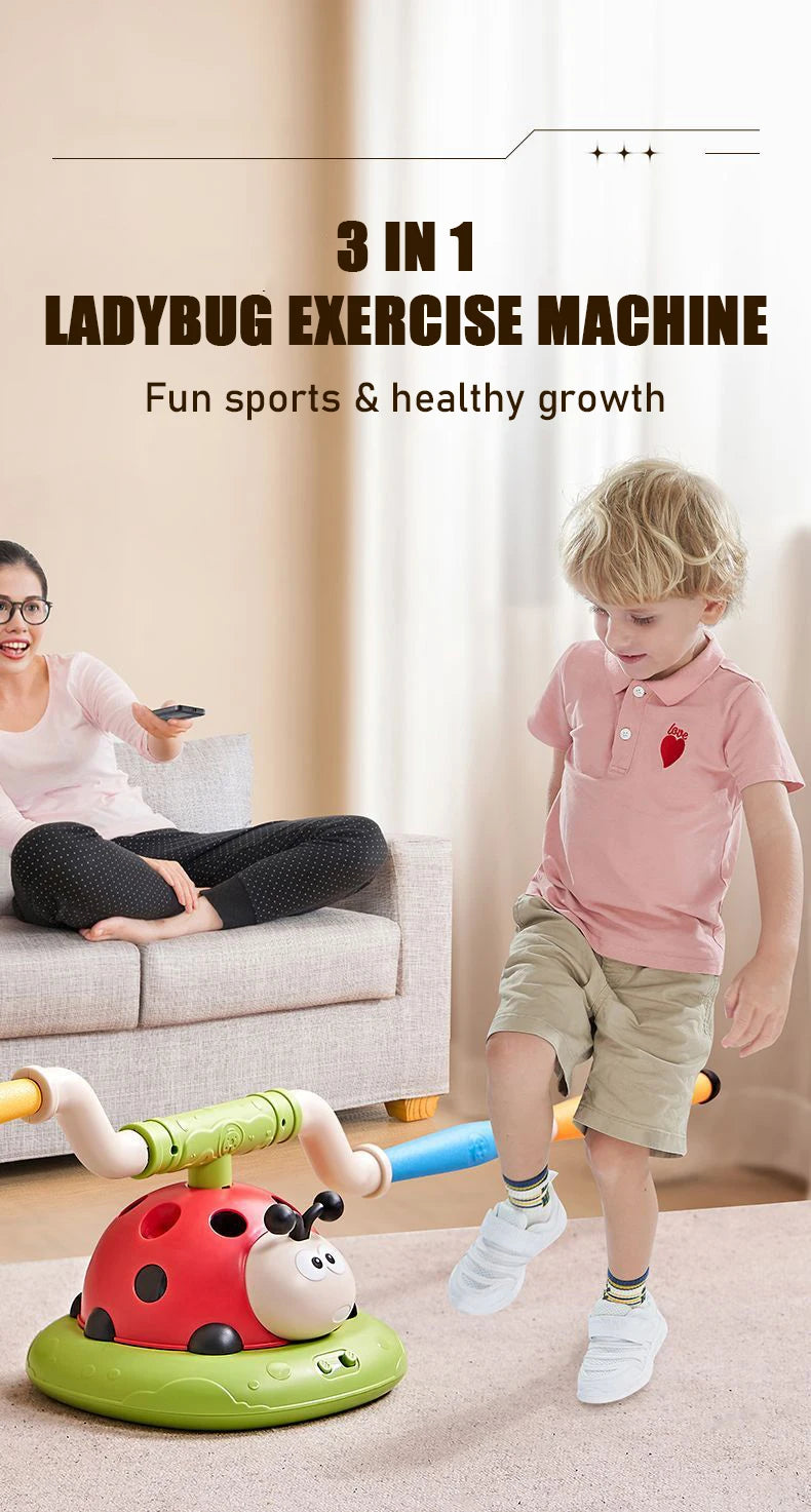 3 In 1 Ladybug Sensory Training Skipping Rope Toss Machine Stomping Launcher Gym Jumping Sports Indoor Outdoor Toy Kids Gift