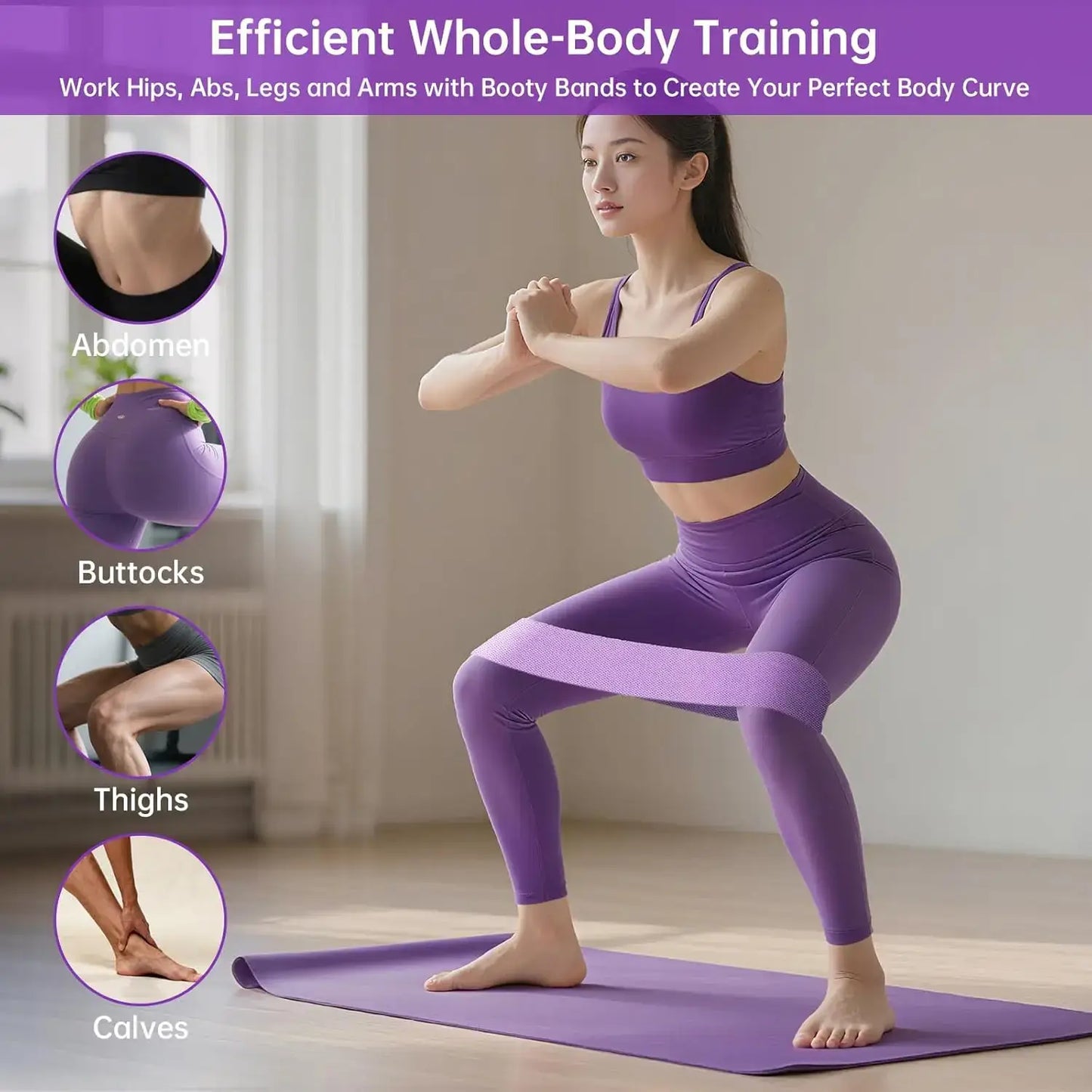 3 Pack Fabric Resistance Bands for Glutes, Anti-Slip Hip Bands for Legs & Thigh, Squats Pilates Yoga for Women Men with Portable