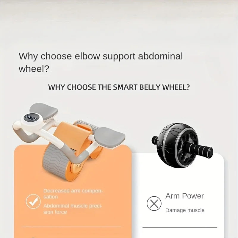 Ab Roller With Pads Self-Rebounding 2-Wheel Ab Trainer Elbow Pads Home Fitness Equipment For Building Strong Abs And Six-Pack