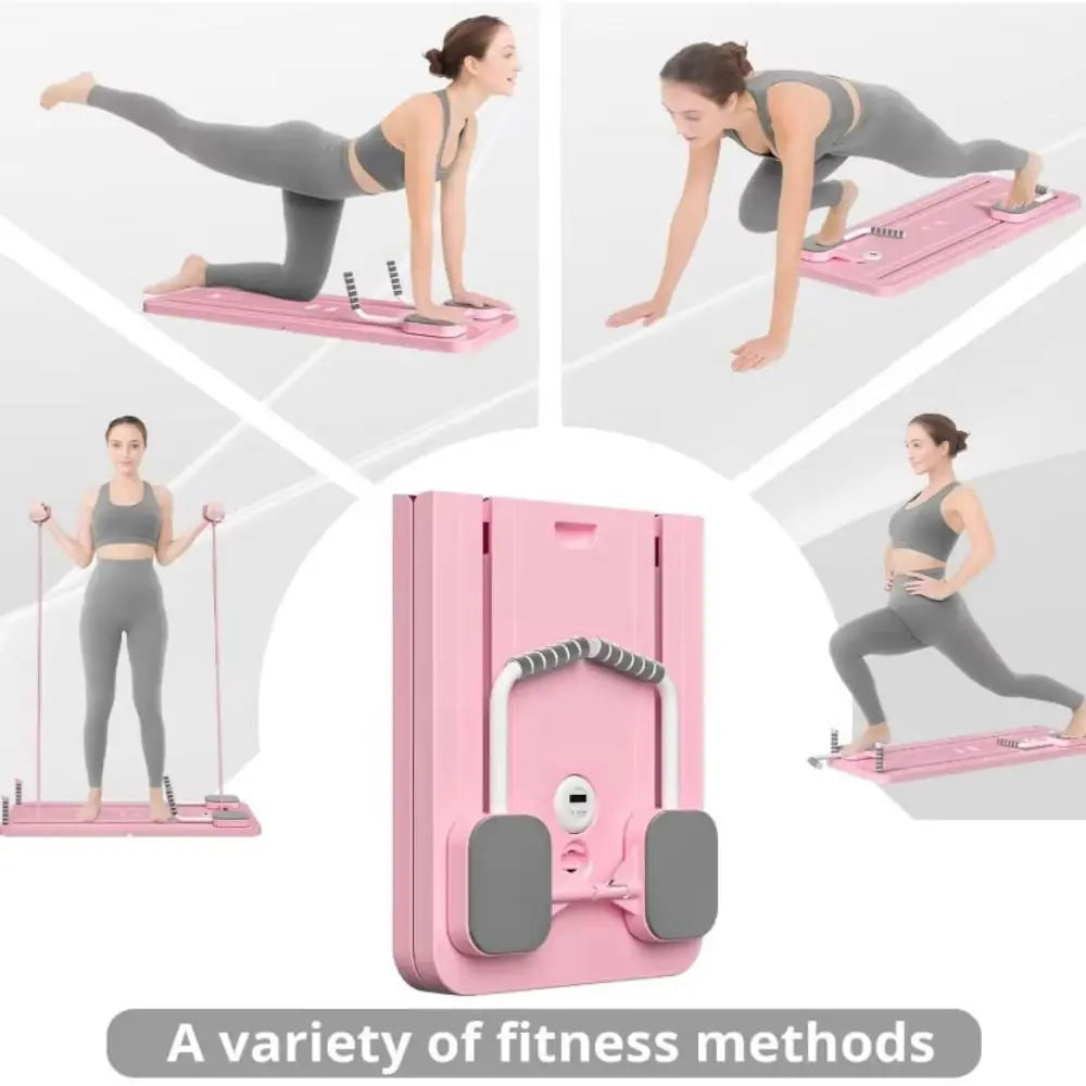 Leg & Arm Toner Fitness Abdominal Exercise Board Foldable Adjustable Push-up Automatic Rebound Board with Tension Rope