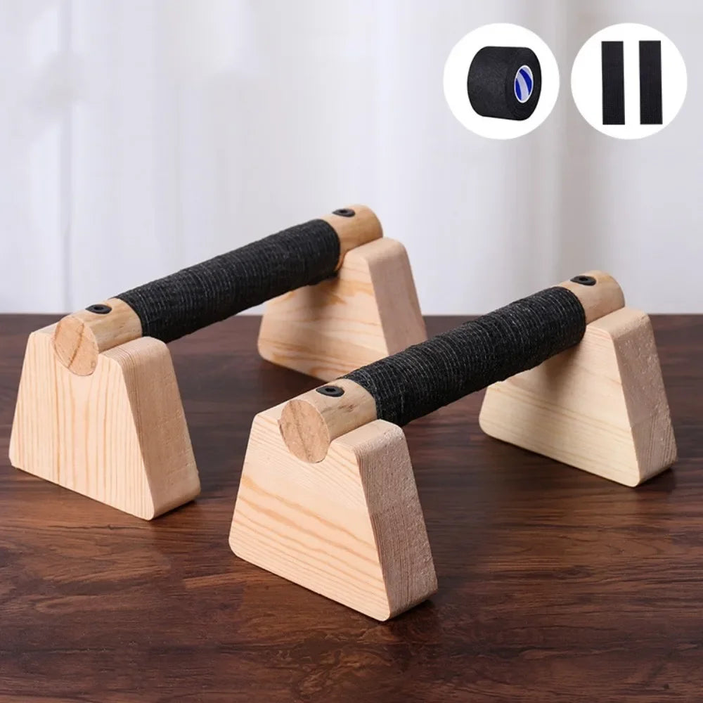 Wooden Push Up Bars (Pair) | Non-Slip Parallettes for Strength Training & Calisthenics