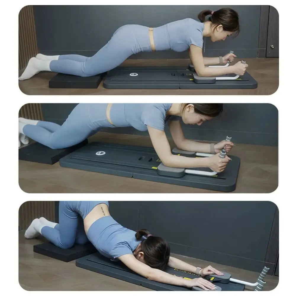 Leg & Arm Toner Fitness Abdominal Exercise Board with Tension Rope Adjustable Push-up Automatic Rebound Board Multifunctional
