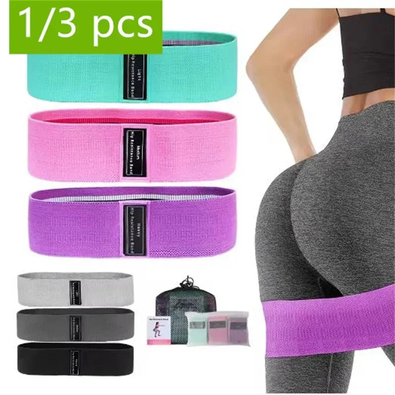 3-Piece Fabric Resistance Hip Bands – Non-Slip Glute, Thigh & Leg Workout Bands for Squats, Yoga & Strength Training
