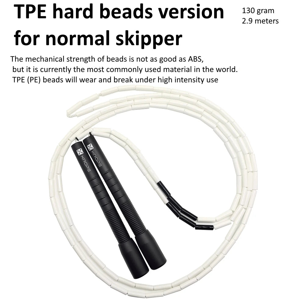 NEVERTOOLATE XROPE  ABS TPE 7mm hard beads jump skipping rope beaded skip rope Professional competition 2.9 meter long handle
