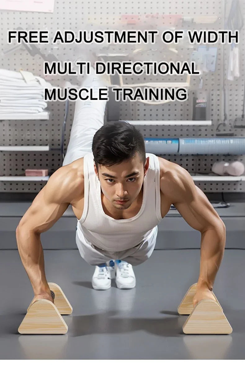 2pcs Wooden Push-up Bar Stands Gym Push Ups Rack Board Fitness Exercise Body Building Training Handstand Parallel Rod