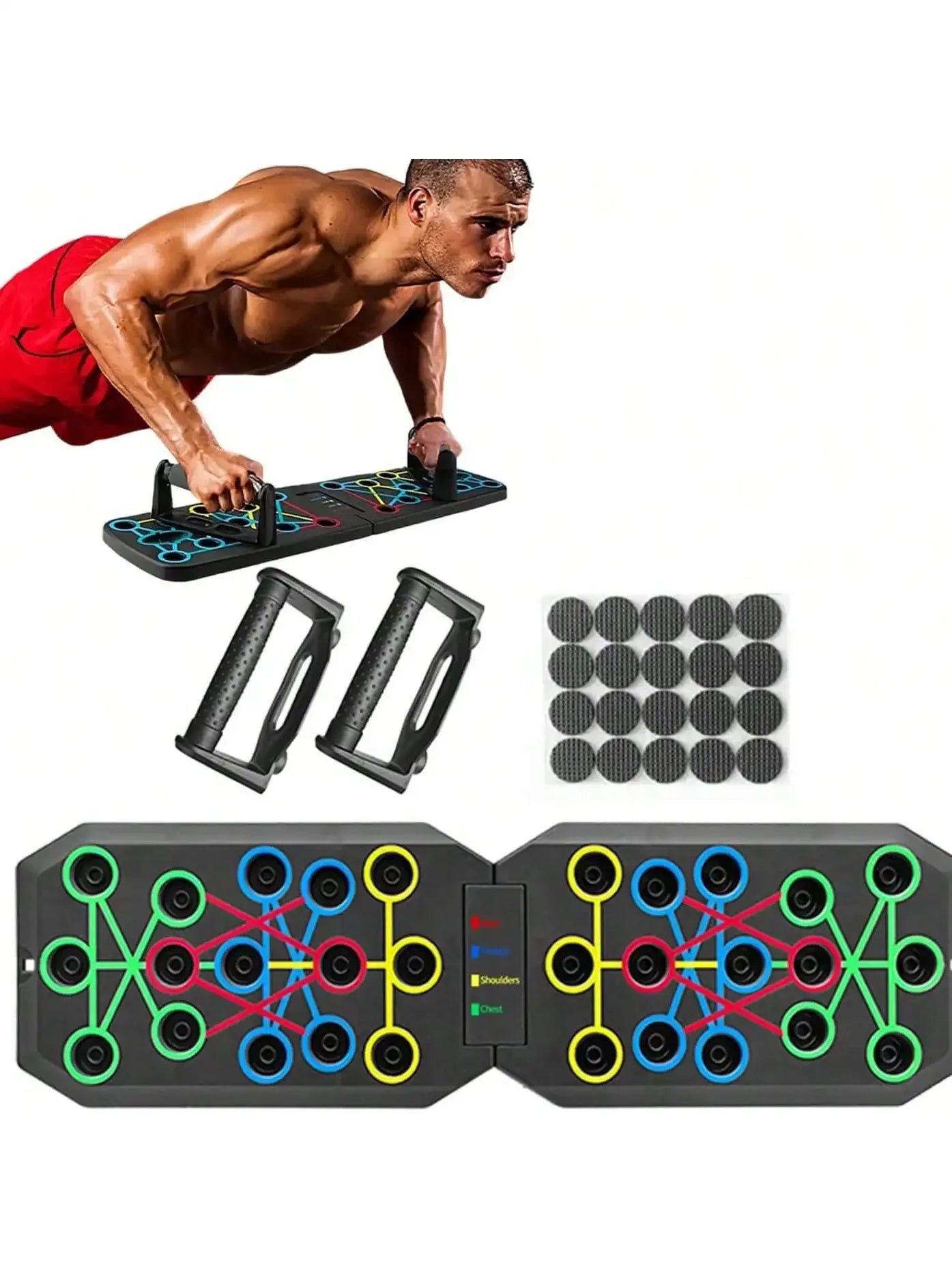 Solid Push Up Board Home Workout Equipment Multi-Functional Pushup Stands System Fitness Floor Chest Muscle Exercise Professional Equipment Burn Fat Strength Training Arm Men & Women Weights