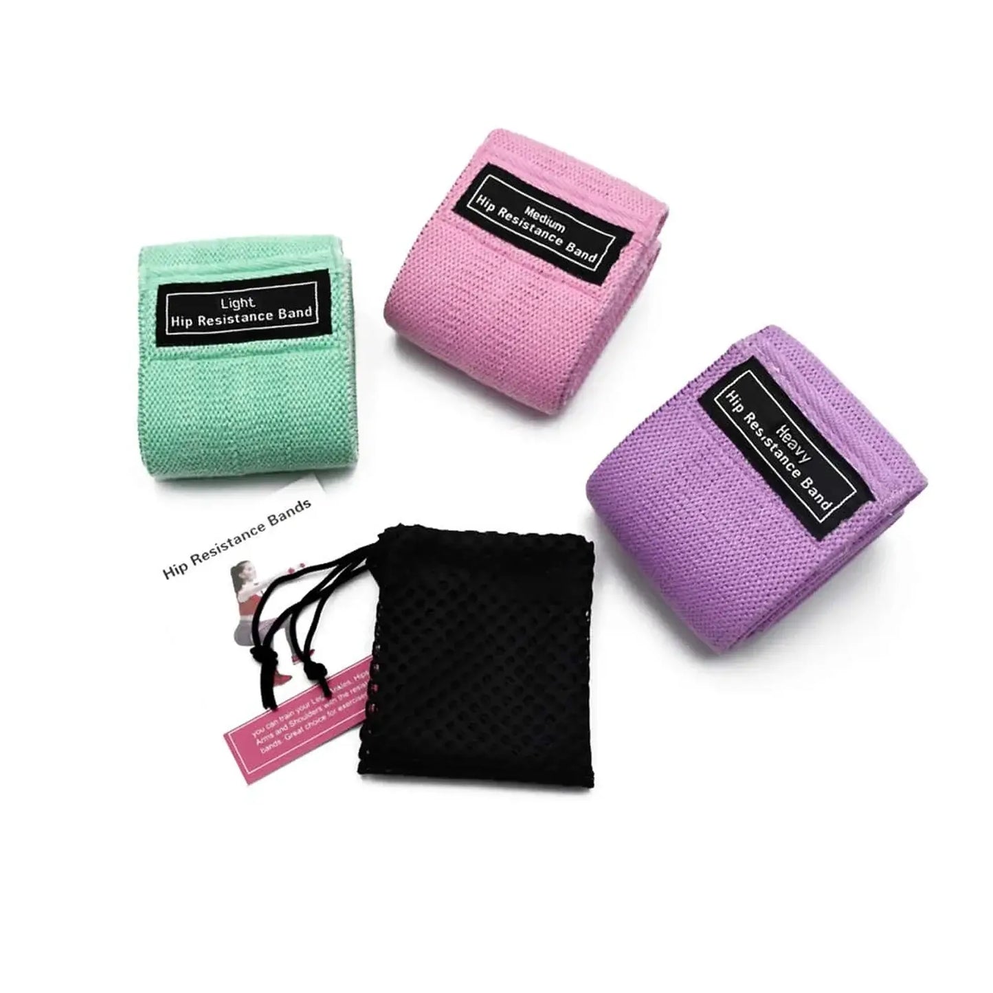 3 Pack Fabric Resistance Bands for Glutes, Anti-Slip Hip Bands for Legs & Thigh, Squats Pilates Yoga for Women Men with Portable