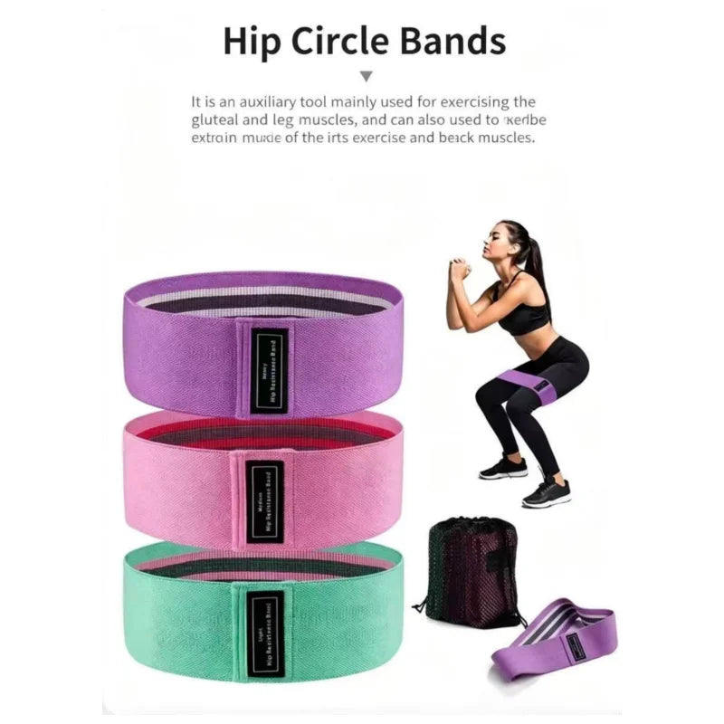 3-Piece Fabric Resistance Hip Bands – Non-Slip Glute, Thigh & Leg Workout Bands for Squats, Yoga & Strength Training