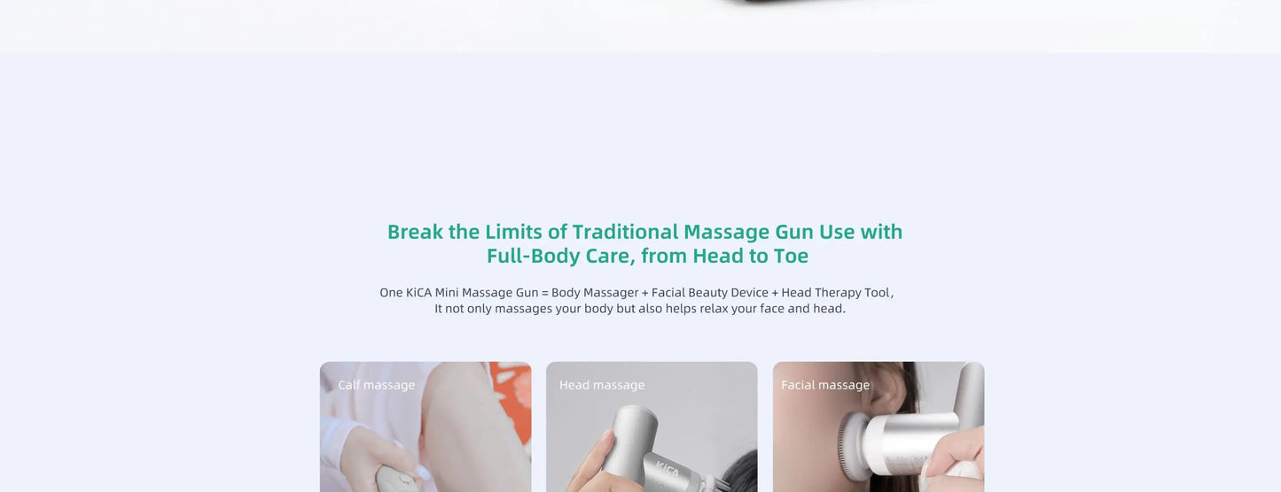 Kica Mini 3 Massage Gun Ultra Light 255g 3000RPM Adjustable Speed 7kg Impact Force 4 Heads Portable Muscle Relaxer