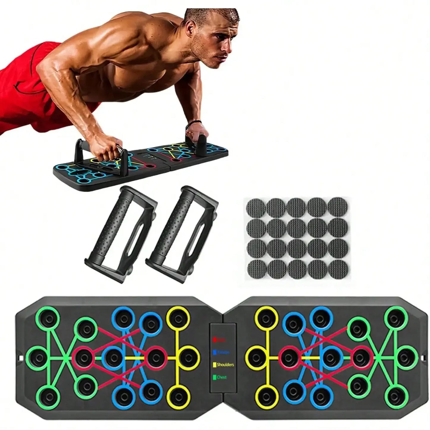 Solid Push Up Board Home Workout Equipment Multi-Functional Pushup Stands System Fitness Floor Chest Muscle Exercise Professional Equipment Burn Fat Strength Training Arm Men & Women Weights