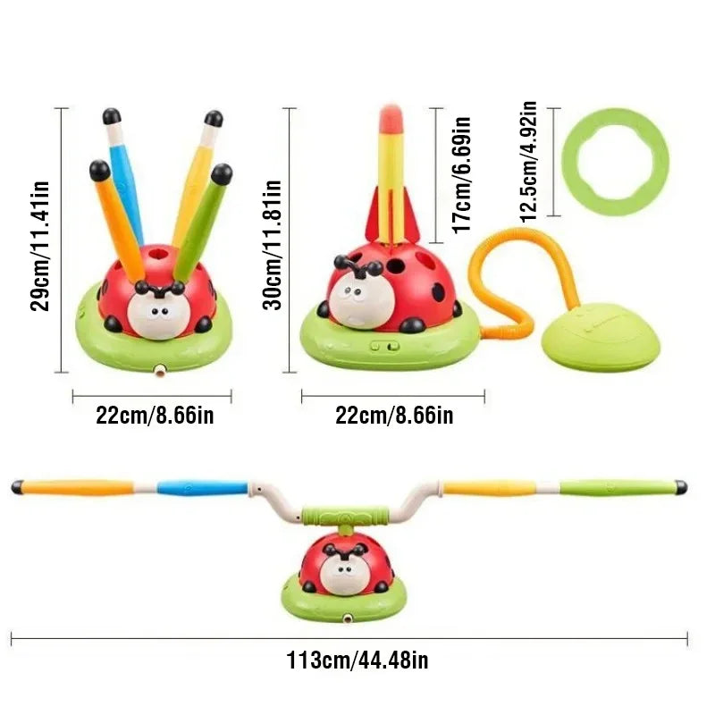 3 In 1 Ladybug Sensory Training Skipping Rope Toss Machine Stomping Launcher Gym Jumping Sports Indoor Outdoor Toy Kids Gift