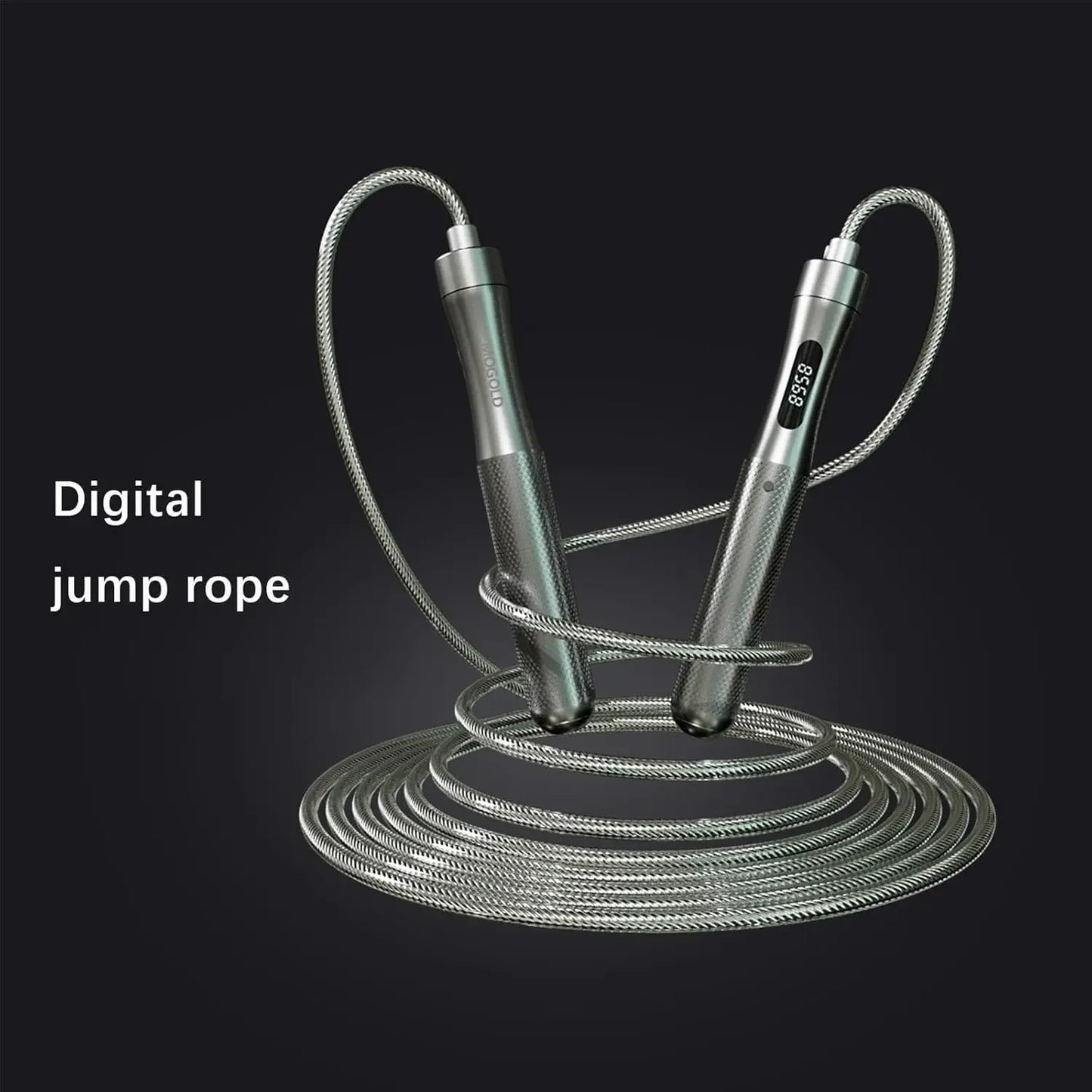 Smart Jump Rope with Counter - LCD Display, Aluminum Handles, Adjustable PVC-Coated Steel Cable, Type-C Charging for Cardio & HIIT
