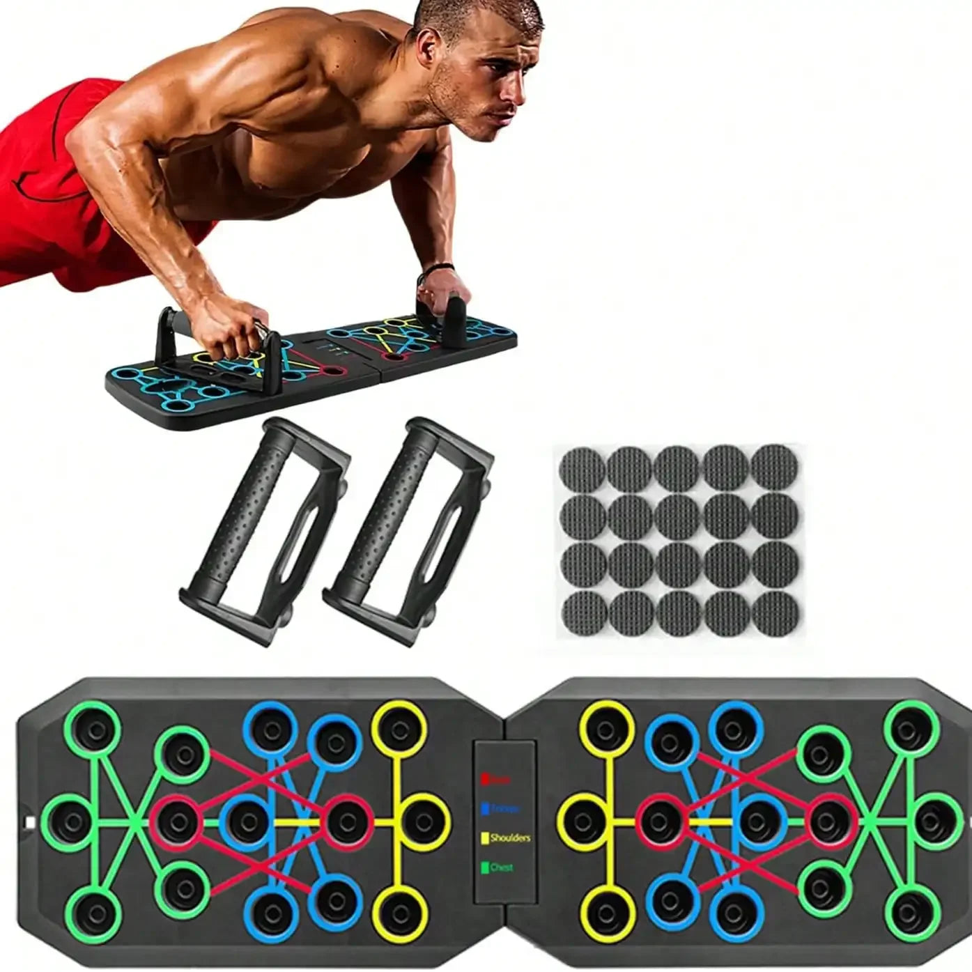 Solid Push Up Board Home Workout Equipment Multi-Functional Pushup Stands System Fitness Floor Chest Muscle Exercise Professional Equipment Burn Fat Strength Training Arm Men & Women Weights
