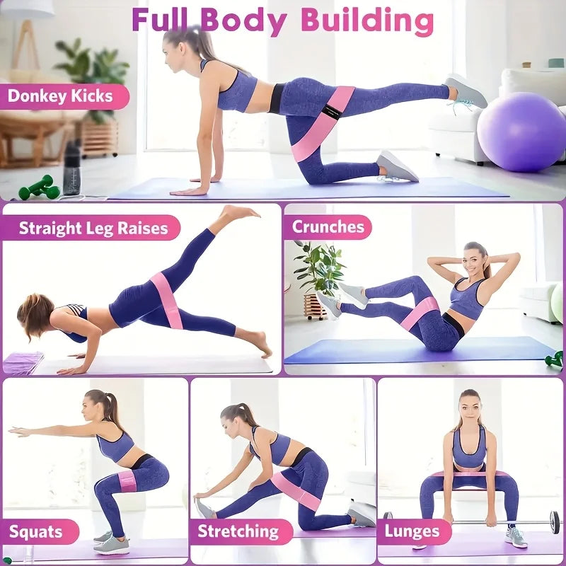 Fabric Resistance Hip Booty Bands Glute Thigh Elastic Workout Squat Circle Stretch Fitness Strips Loops Yoga Gym Equipment 3Pcs