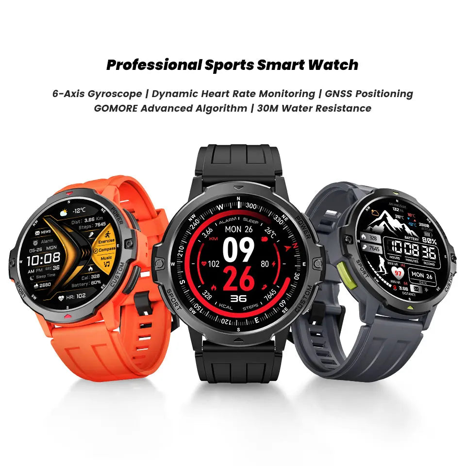 LEADOYS C31 Men's GPS Smartwatch Reloj Inteligente Para Hombre Outdoor Fitness Swimming Running Jumping Rope Smart Wrist Watch