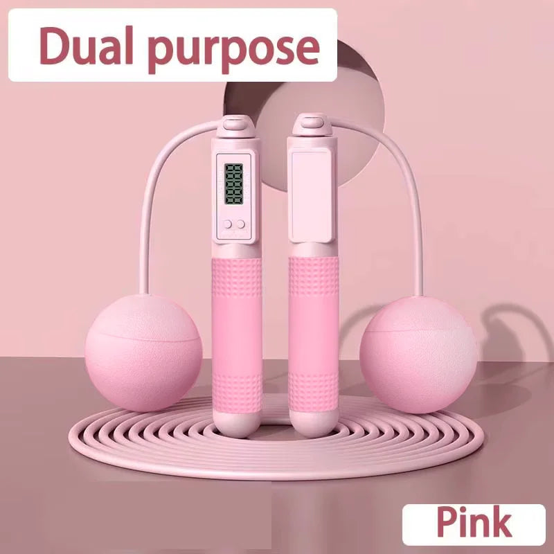 Dual-Purpose Smart Jump Rope with Digital Counter – Cordless & Steel Wire Skipping Rope